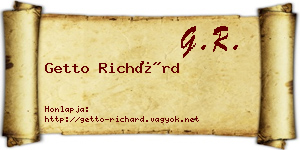 Getto Richárd névjegykártya